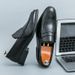 New Fashion Men's British Black Business Casual Loafer Shoes Daily Driving Office Leather Shoes One Foot Pedal Lazy Brown Banquet Dress Wedding Men's_vogvips.com