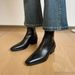 Pointed Toe Women Ankle Boots Fashion Thick Heel Slimming Short Booties Autumn Winter Soft Leather Female Shoes_vogvips.com