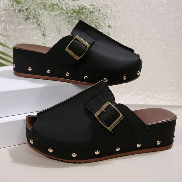 2025 The New Summer Style Of European And American Fashion Casual Fish-mouth Open-toe Slippers For Plus-size Women's Shoes With Buckles Are Versatile_vogvips.com