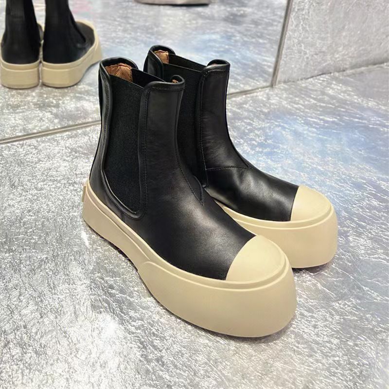 2024 High-top Chelsea Boots Mona With The Same Big Head Platform Short Boots Women's Leather Martin Boots Cigarette Boots Martin Boots_vogvips.com