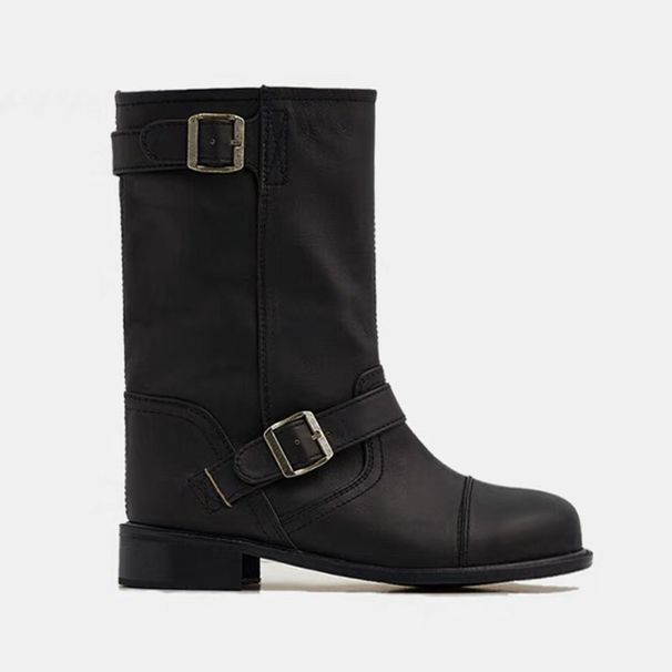 Women's Shoes Boots Women's Martin Boots Fever Same Style Genuine Leather Korean Handmade Short Boots Low Heel Mid Tube Motorcycle Women's Boots_vogvips.com