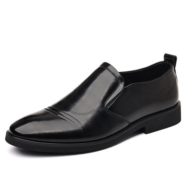 Men's Slip-On Leather Shoes Vintage Business Formal Comfort Dress Shoes_vogvips.com