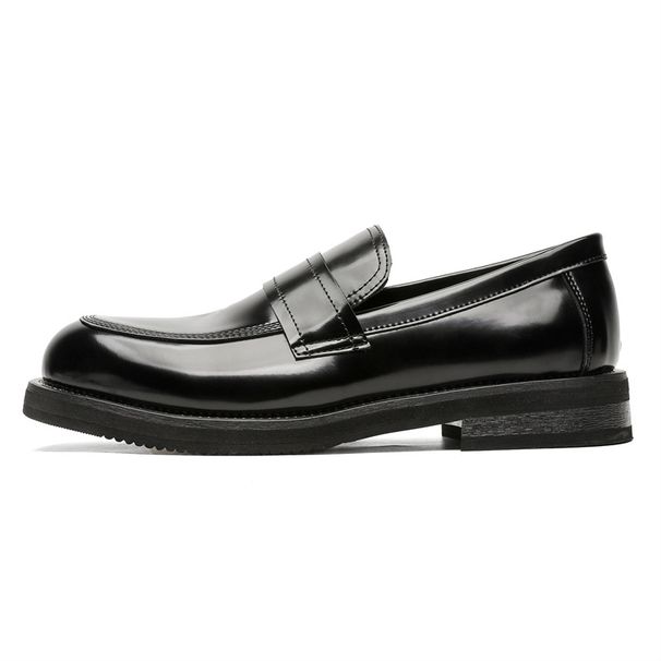 Lefu Men's Black High-end Feeling Set Feet, One Foot On British Style Small Leather Shoes, Casual Versatile Bean Shoes_vogvips.com