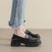 Black Loafers Women's Soft Soles Autumn Round Head Platform British Small Leather Shoes Large Size Women's Shoes_vogvips.com