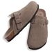 Asgard Women's Suede Clogs Leather Mules Cork Footbed Sandals Arch Support Aldult Four Seasons Adjustable Buckle Potato_vogvips.com