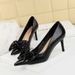 3391-AH76 European And American Style Party High Heels Stiletto Pointed Toe Burst Pattern Shallow Mouth Sequin Bow_vogvips.com