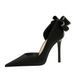626-H36M European And American Style Party High Stiletto Heels Shallow Pointed Toe Side Hollow Rhinestone Back Bow_vogvips.com
