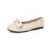 Bow Ballet Single Shoes Women's Shallow Mouth Flat-bottomed French Silver One-Pedal Beanie Shoes_vogvips.com
