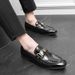 New Fashion Men's Brown Business Casual Loafer Shoes Daily Office Black Buckle Monk Men's Shoes One Foot Cover Banquet Dress Wedding Leather Shoes_vogvips.com