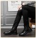 Casual Boots Leather Splicing Round Head Side Zipper High Top Men's Boots Rubber Non-slip Single Shoes_vogvips.com