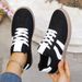 Spring And Autumn Sneakers, Fashionable Mixed Color Lace Up Sneakers, Comfortable And Non Slip Flat Shoes_vogvips.com
