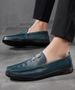 Crocodile Pattern Casual Leather Shoes Men's Soft-soled Foot Cover Lazy Beanie Shoes Driving Shoes Dad Shoes_vogvips.com