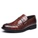 2024 New Leather Business Formal Casual Crocodile Pattern Men's British Korean Version Pointed Oversized Shoes_vogvips.com