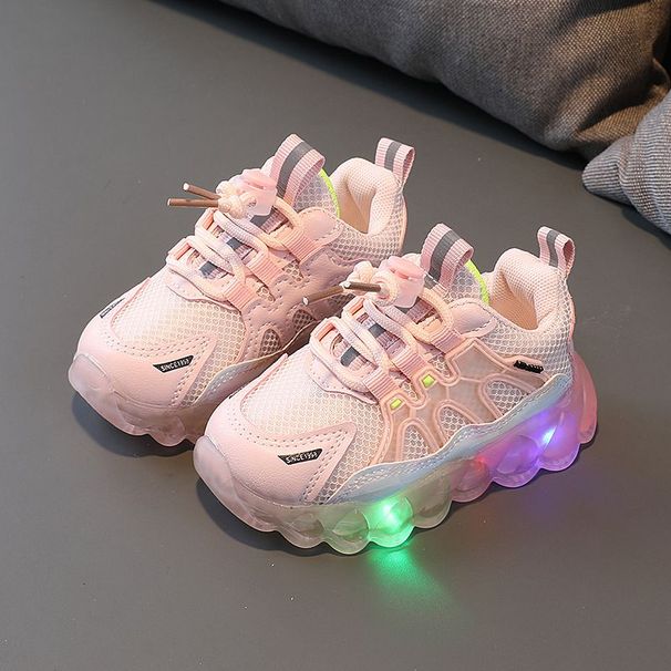 Children's Sneakers With Boys Led Lights Mesh Breathable Running Girls Cartoon Kids Tennis Trainers Shoes_vogvips.com