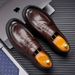 New Fashion Men's British Black Business Casual Loafer Shoes Daily Driving Office Leather Shoes One Foot Pedal Lazy Brown Banquet Dress Wedding Men's_vogvips.com