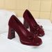 Korean Version Square Toe Platform High Heels, Suede Bow Decorated Women's Shoes, Shallow Mouth, Ultra-high Heel Single Shoes_vogvips.com