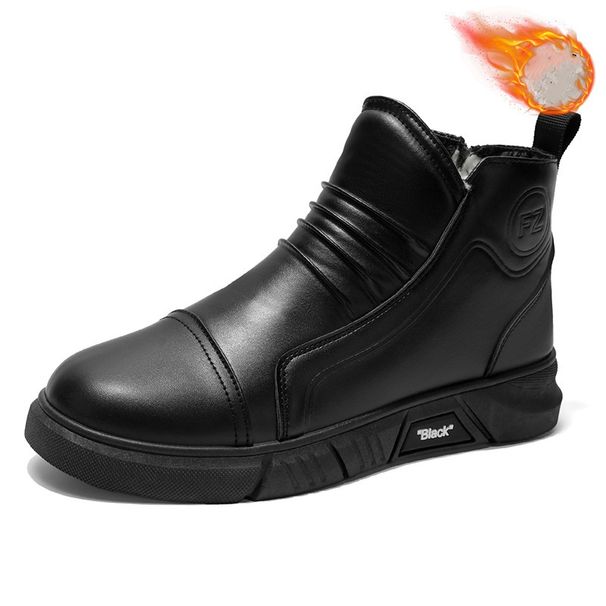 NEW Winter Fleece Martin Boots, High-top Black Thickened Warm Short Boots, Cotton Shoes_vogvips.com