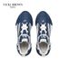 Men's Two-Tone Leather Chunky Platform Sneakers, Soft Pigskin Sponge Insole Breathable Mesh Interior Non-Slip Rubber Outsole Daily Casual Footwear_vogvips.com