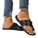 2025 Summer New Large Shoes Toe Covering Fashion Flat Heel Casual Women's Sandals And Slippers_vogvips.com