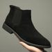 Extra Large Size Men's Breathable Wind Pointed Fur Short Boots High Top Leather Shoes Height Increasing Medium Top Martin Boots_vogvips.com
