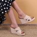 Korean Style Platform Sandals With Open Toe & Chunky Heel - Breathable Linen-Wrapped Sole For Summer - Black & Beige_vogvips.com