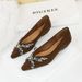 Korean version of temperament women's shoes pointed shallow mouth suede single shoes diamond chain wedge heel low heel women's single shoes_vogvips.com
