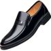 Premium Business Casual Slip-On Shoes For Men - Waterproof PU Leather Office Shoes With Comfortable PVC Sole, Stylish Pointed Toe Design_vogvips.com