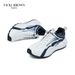 VICKI BROWN Men's Brown Color Block Leather Sneakers, Comfort Cushioned Non Slip Outdoor Casual Walking Shoes_vogvips.com