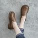 2025 Spring Stylish British Style Round Toe Deep Mouth Slip-On Leather Soft Sole Flat Loafers For Women_vogvips.com