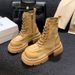 Martin For Women 2025 New Spring And Autumn British Style Thick-Soled Canvas Motorcycle Hiking Ankle Thin Yellow Boots_vogvips.com