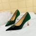 1818-K81 Style Banquet High Heel Shallow Mouth Pointed Metal Buckle Decoration Xishi Suede Women's Single Shoes_vogvips.com