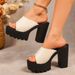 Summer High-End Women's Sandals European American Style Plus Size Round Toe Chunky Heel Solid Color_vogvips.com