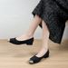 Hui Liya Heel Women, Iron Women's Shoes, Shallow Mouth Chunky Heel, Soft Suede Metal Small Square Toe Leopard Print_vogvips.com