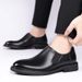 Autumn New 2024 Men's Round Toe Business Leather Short Boots Wedge Comfortable Soft Sole Height Increasing Driving Shoes_vogvips.com