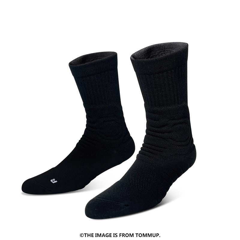 Basketball socks Men's mid-length sports socks High top running socks solid color towel bottom thick socks_vogvips.com
