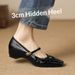 Cameido Mary Jane Shoes With Buckle And Low Heel Spring Pleated Square Toe Platform Single Shoes_vogvips.com