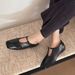 Cameido Soft Bottom Soft Upper French Style Square Toe Mary Jane Flats Ballet Shoes For Spring_vogvips.com