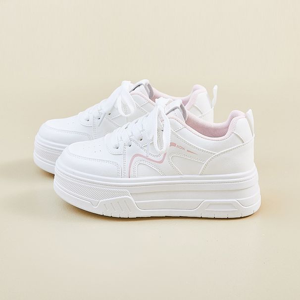 Little White Shoes Female Students Thick-soled Heightening Shoes Breathable Casual Shoes Board Shoes_vogvips.com