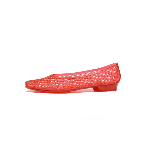 Wedding Pointed-toe Jelly Shallow Shoes, Crystal PVC Outdoor Casual Sandals, Slip-on Hollow Dance Shoes_vogvips.com