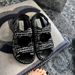 Little New Style Magic Tape Black And White Striped Summer New Round Open Toe Casual Versatile Thick Sole Roman_vogvips.com