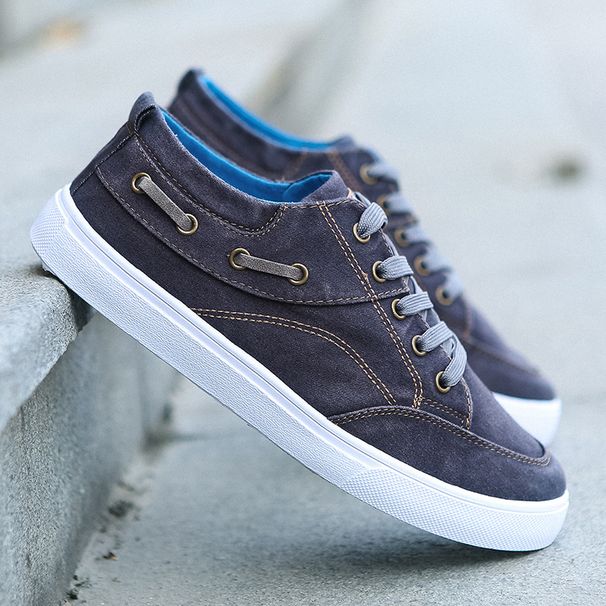 Summer New Men's Trendy Washed Denim Canvas Shoes Korean Style Fashionable Casual Sneakers_vogvips.com