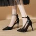 MTX Single Shallow Mouth Women's Shoes Nude Color 2025 Spring New Pointed Toe Stiletto Elegant One-Strap Buckle High Heels_vogvips.com