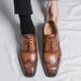European Style Square Toe For Business Formal Brogue Breathable British Suit Young Men Wedding Shoes_vogvips.com