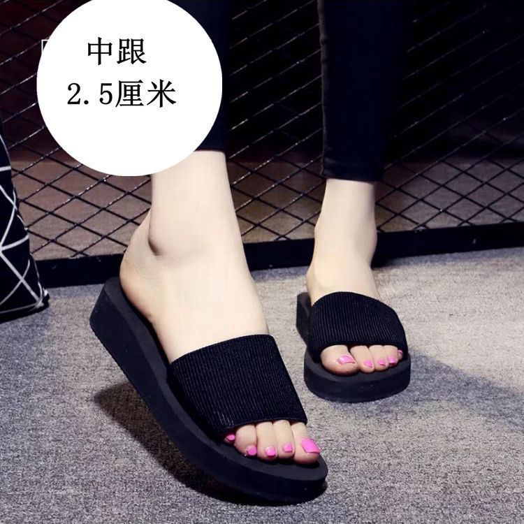 Women's Summer Outdoor Bowknot Slide High Heel Beach Slippers Non-Slip Thick Sole Sandals For Women_vogvips.com