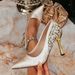 Women S High Heel Pumps Pointed Toe Champagne Tweed Elegant Shoes For Evening Banquet Wedding Party_vogvips.com