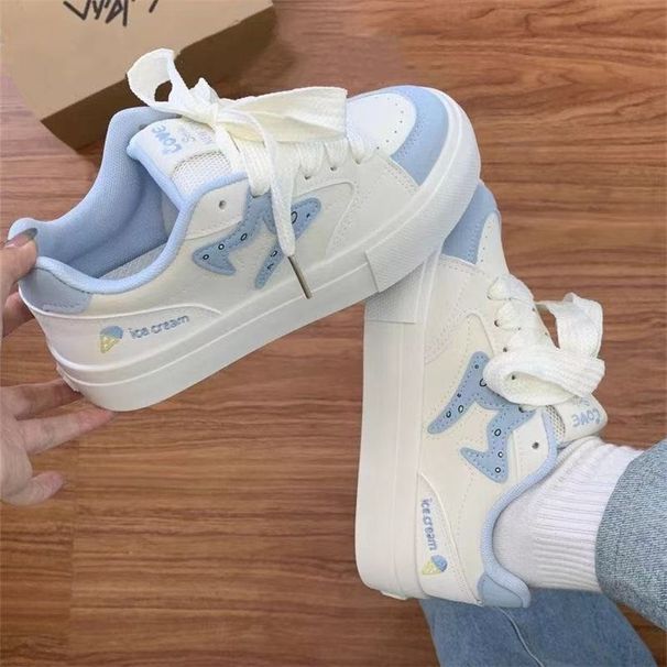 White Sneaker Women 26 New Fall Board Shoes Fashionable And Cute Casual Low Heel_vogvips.com