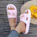 Thick Sole Flat Sandals For Women Summer Outdoor Wear, Cute Bow Metal Bear Beach Party Walk Home Fashion Best-selling Slippers_vogvips.com
