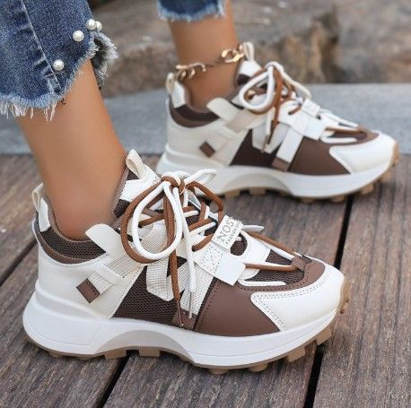 Women's Chunky Sneakers Athletic Shoes Mesh Breathable Soft Sole Fashionable And Versatile Winter New Style 2024_vogvips.com