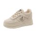 W3675 New White Shoes 2024 Autumn Solid Color Inner Height Increase Thick Bottom Wear Resistant Student All Match Breathable Sneakers_vogvips.com