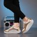 Cross-Border New Large Size Foreign Trade Women's Fashion European And American Style White Spring Color Block Sequin_vogvips.com